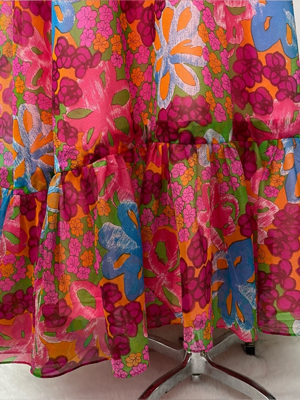 Vintage 60s flower power psychedelic A-Line sweep dress size S/M chiffon halter - Picture 5 of 16